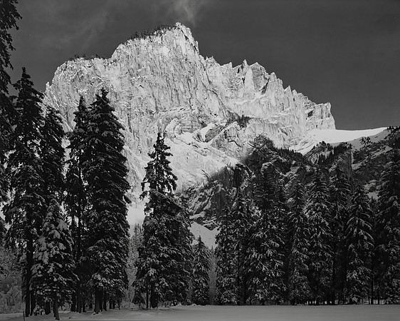 Snowy Forest and Jegertosse Mountain, Gastern valley near Kandersteg, Bernese Oberland, Switzerland
